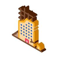 Ruined Building isometric icon vector illustration