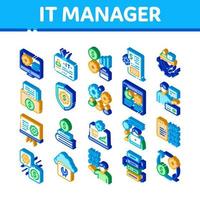 It Manager Developer Isometric Icons Set Vector