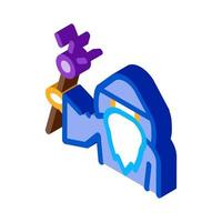 Wizard Hold Wand isometric icon vector illustration