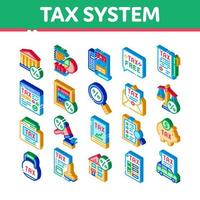Tax System Finance Isometric Icons Set Vector