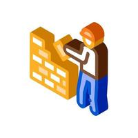 Worker Building Isometric Icon Vector Illustration