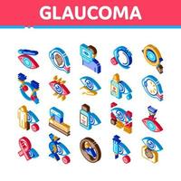 conjunto de iconos isométricos de oftalmología de glaucoma vector