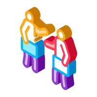 meeting of two working people isometric icon vector illustration