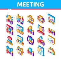 Business Meeting Conference Isometric Icons Set Vector