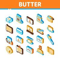 Butter Or Margarine Isometric Icons Set Vector