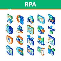 Rpa Robotic Process Automation Isometric Icons Set Vector