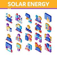 Solar Energy Technicians Isometric Icons Set Vector