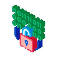 binary security code isometric icon vector illustration