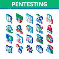 Pentesting Software Isometric Icons Set Vector