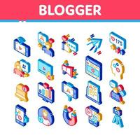 blogger internet social canal iconos conjunto vector