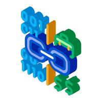 linking binary code to money isometric icon vector illustration