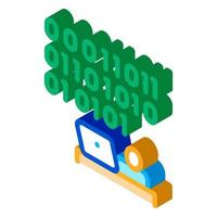 people come up with binary code isometric icon vector illustration