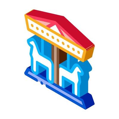 animal carousel isometric icon vector illustration