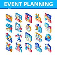 Event Party Planning Isometric Icons Set Vector