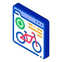 Ilustración de vector de icono isométrico de información de servicios de uso compartido de bicicletas