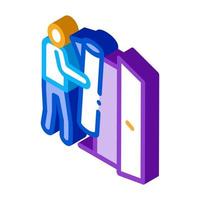 man bringing carpet to apartment isometric icon vector illustration