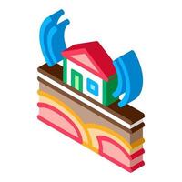 seismic wave residential building isometric icon vector illustration