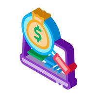 detection of money in computer isometric icon vector illustration