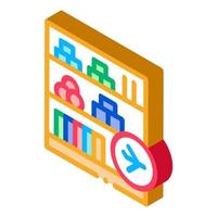 shelf with goods in duty free isometric icon vector illustration