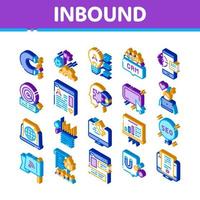 Inbound Marketing Isometric Icons Set Vector