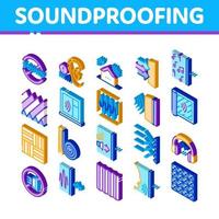 Soundproofing Building Isometric Icons Set Vector