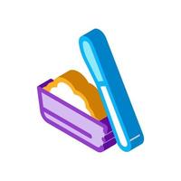 cheese in plate and knife isometric icon vector illustration