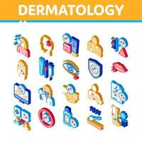 Dermatología cuidado de la piel iconos isométricos establecer vector