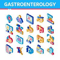 conjunto de iconos isométricos de gastroenterología vector