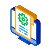 settings documents in computer isometric icon vector illustration