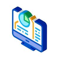 pie chart in computer isometric icon vector illustration