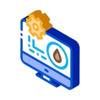 gas consumption settings via computer isometric icon vector illustration