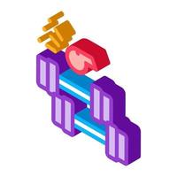 dumbbell pull under whistle of coach isometric icon vector illustration