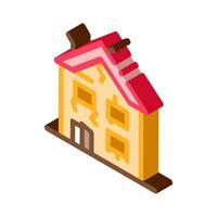 collapse of old house isometric icon vector illustration