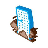 high-rise building collapse isometric icon vector illustration
