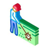 garden worker with tool isometric icon vector illustration