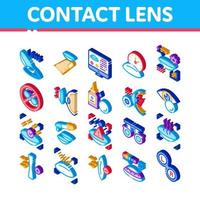 Contact Lens Accessory Isometric Icons Set Vector