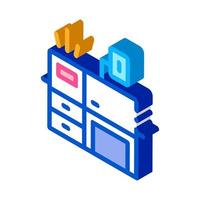 workplace desk isometric icon vector illustration