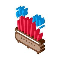 olla de hierro fundido con palillos icono isométrico ilustración vectorial vector