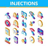 Injections Isometric Elements Icons Set Vector