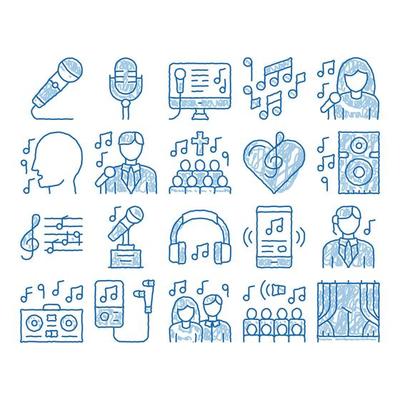 Singing Song icon hand drawn illustration