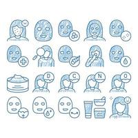 máscara facial cuidado de la salud icono dibujado a mano ilustración vector