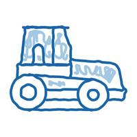 Caterpillar Tractor Vehicle doodle icon hand drawn illustration vector