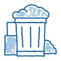 Container With Rubbish Trash doodle icon hand drawn illustration vector