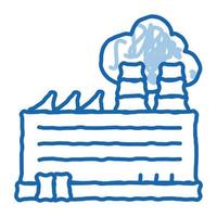 Industrial Plant Building doodle icon hand drawn illustration vector