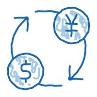 Currency Money Dollar Yen doodle icon hand drawn illustration vector