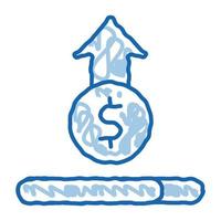 Coin Cash Dollar Growing Up doodle icon hand drawn illustration vector