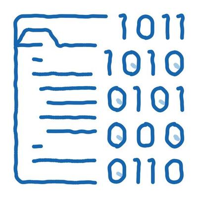 Binary File Coding System doodle icon hand drawn illustration