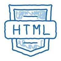 lenguaje de codificación sistema html doodle icono dibujado a mano ilustración vector