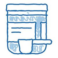 suplementos botella y cuchara doodle icono dibujado a mano ilustración vector