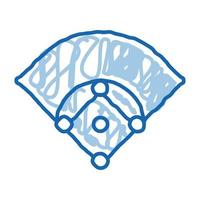campo de béisbol doodle icono dibujado a mano ilustración vector